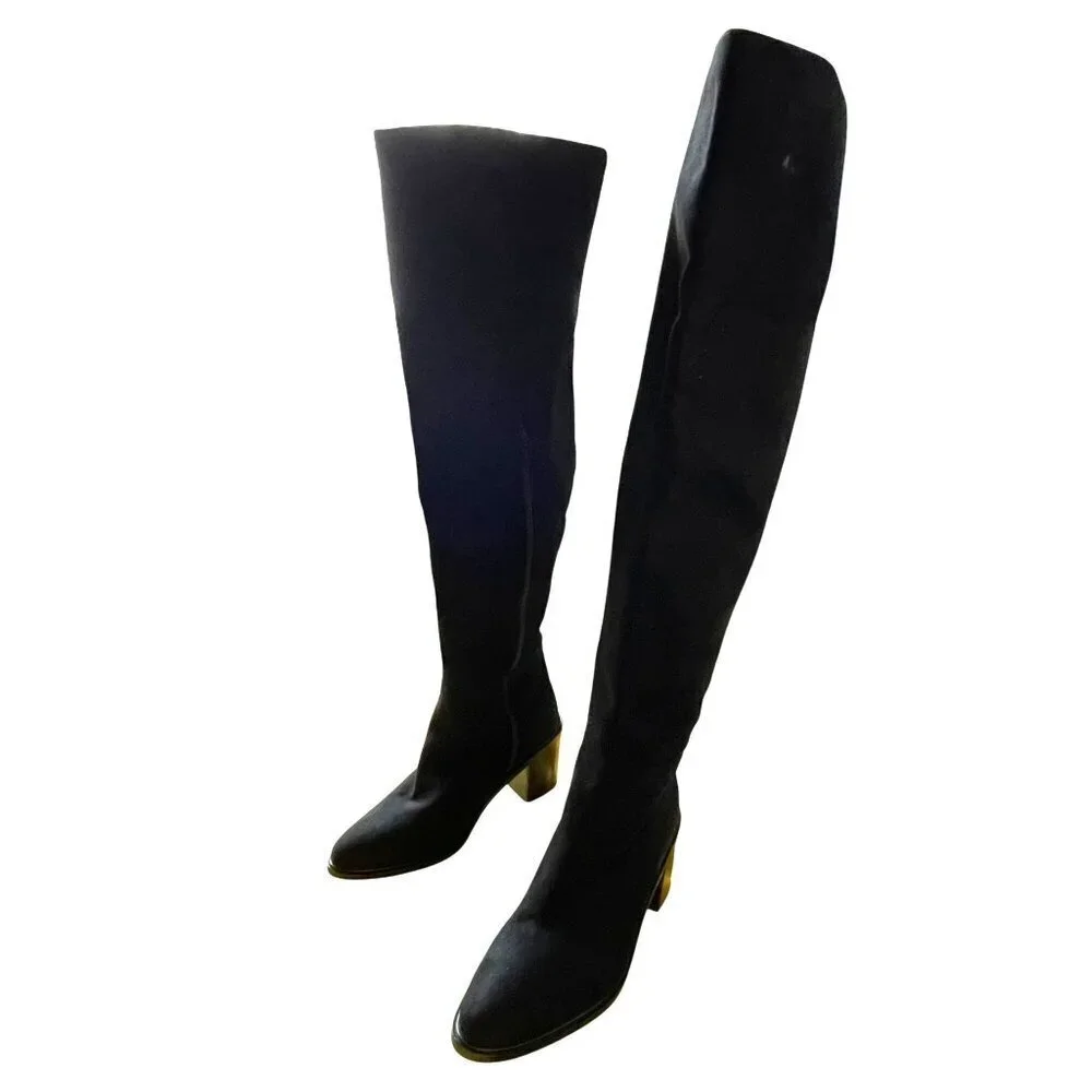 Seychelles Over-The-Knee Black Block Heel Boots Shoes Size 7.5 NEW
